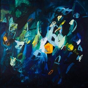 Abstract Art Painting Print Navy Blue Indigo Geometric Home Artwork Decor